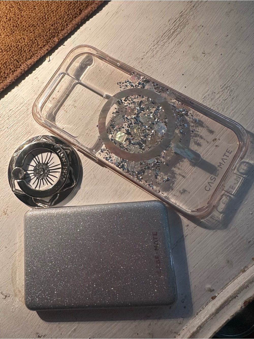 case-mate Clear Glitter MagSafe-Compatible iPhone Case - Silver & Pink Accents